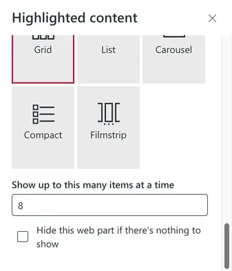 Screenshot of the highlighted content web part in SharePoint